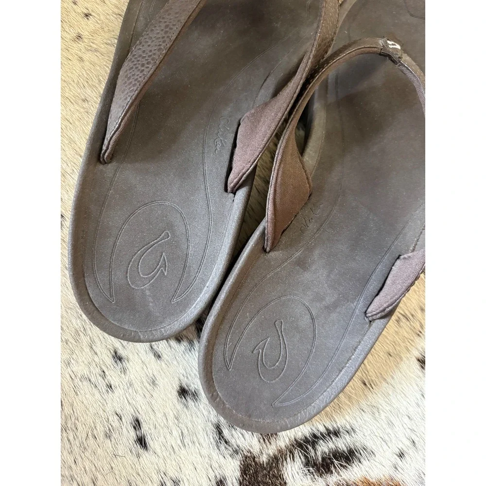 OluKai Kulapa Kai Women's Flip Flop Sandals In Brown Size 9